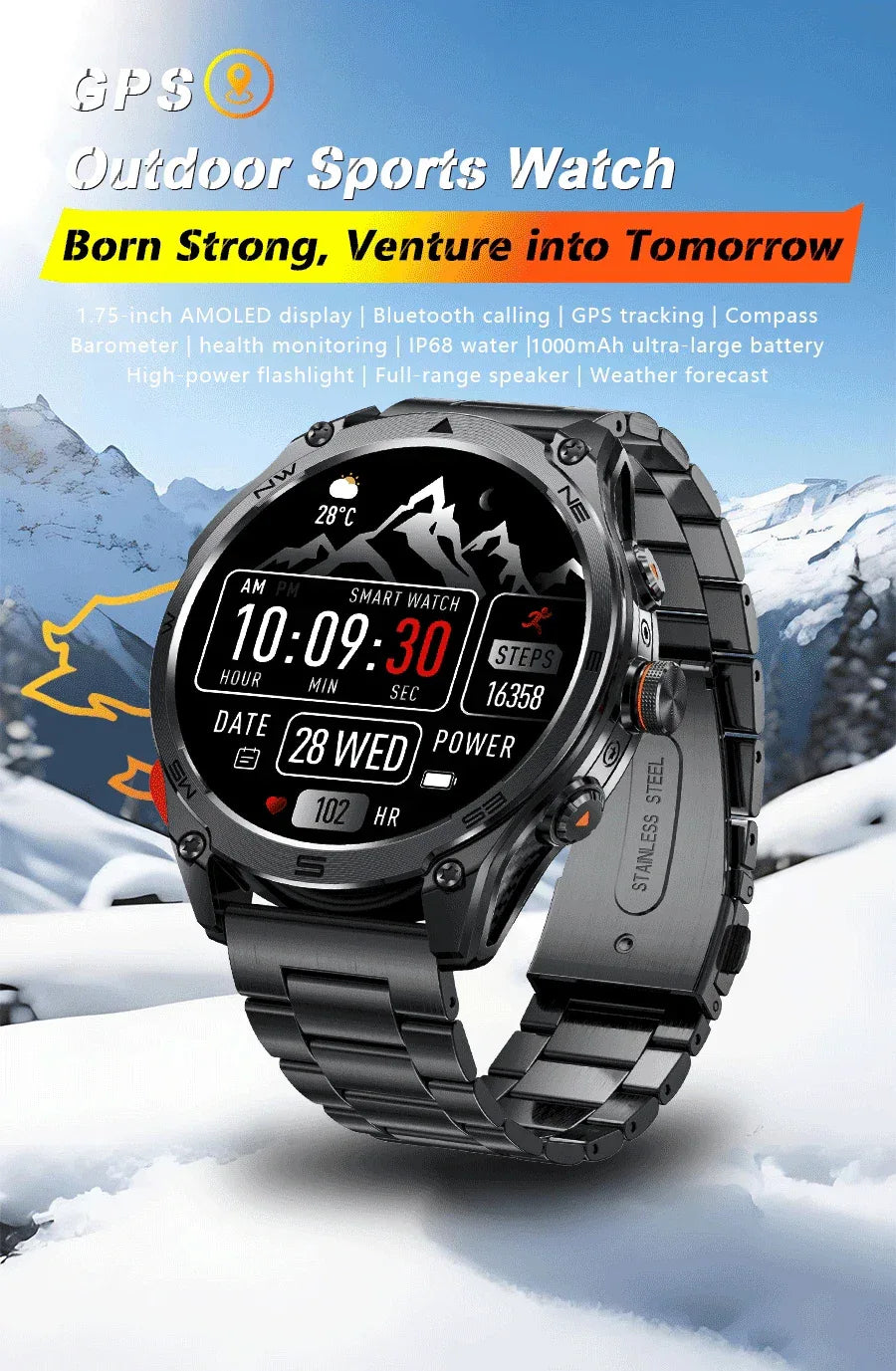2025 New Military T-Rex 3 Ultra GPS Smart Watch 1000mAh Battery 10ATM Waterproof Compass Flashlight Sports trackr Smartwatch Men - Wear444