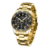 BIDEN Mens Chronograph Stainless Steel Strap Waterproof Date Quartz Watch, Business Casual Wrist Watches