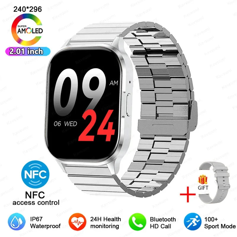 2025 NFC Smartwatch AMOLED Screen Always show Time Bluetooth Call Series 9 Clock Custom Dial Men Sport Health Women Smart Watch - Wear444