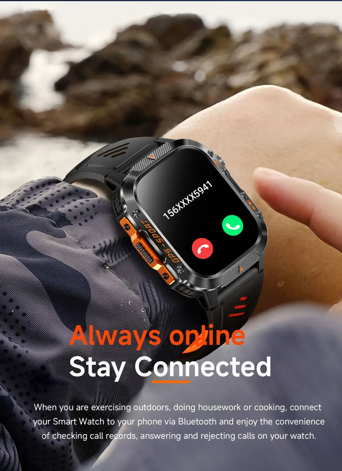 2025 New GPS Military Outdoor Sports Smart Watch Men 2.01-inch AMOLED 3ATM IP69K Waterproof Compass Call Swim Fitness Smartwatch - Wear444