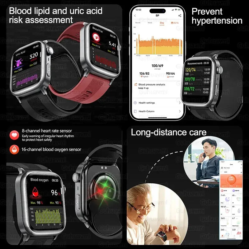 2025 New Ultra Air Bag SmartWatch Men Blood Fat ECG+PPG Blood Pressure Broadcast NFC HD BT Call Health Bracelet Woman - Wear444