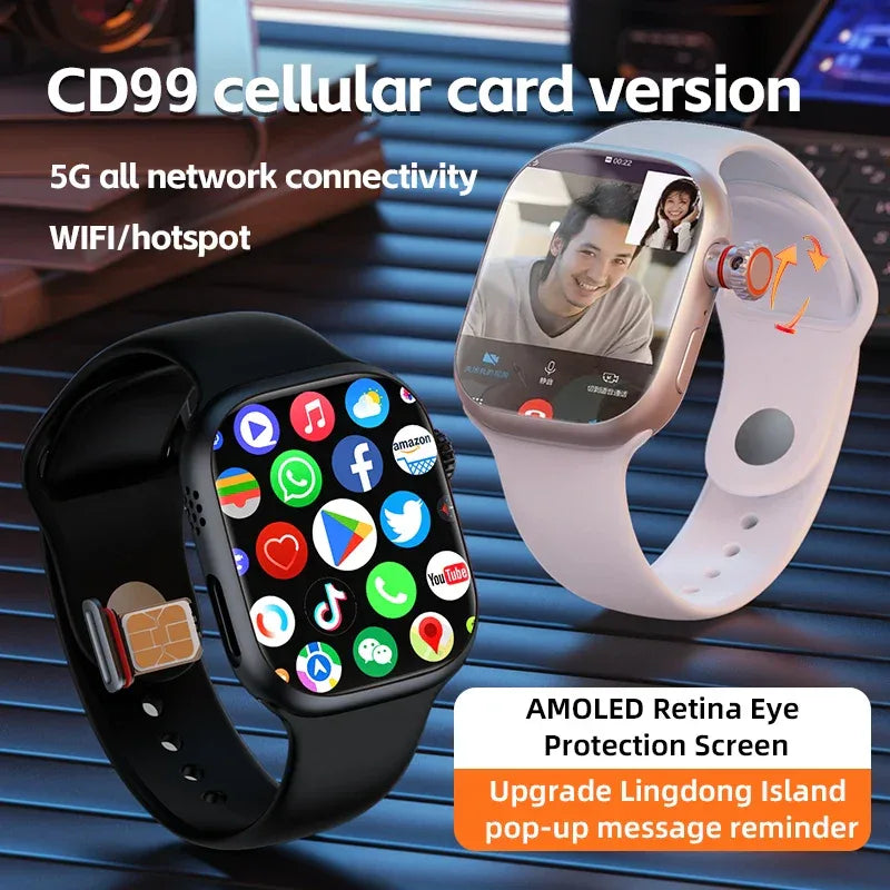 CD99 watch X 5G smartwatch 2.29inch AMOLED 5G LTE smart watch with 180 ° rotary camera GPS WiFi SIM card slot health monitoring - Wear444
