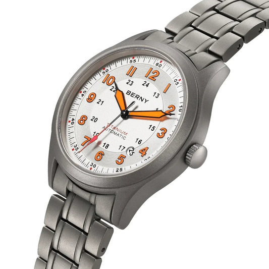 BERNY titanium watch dial close-up sapphire crystal — Wear444
