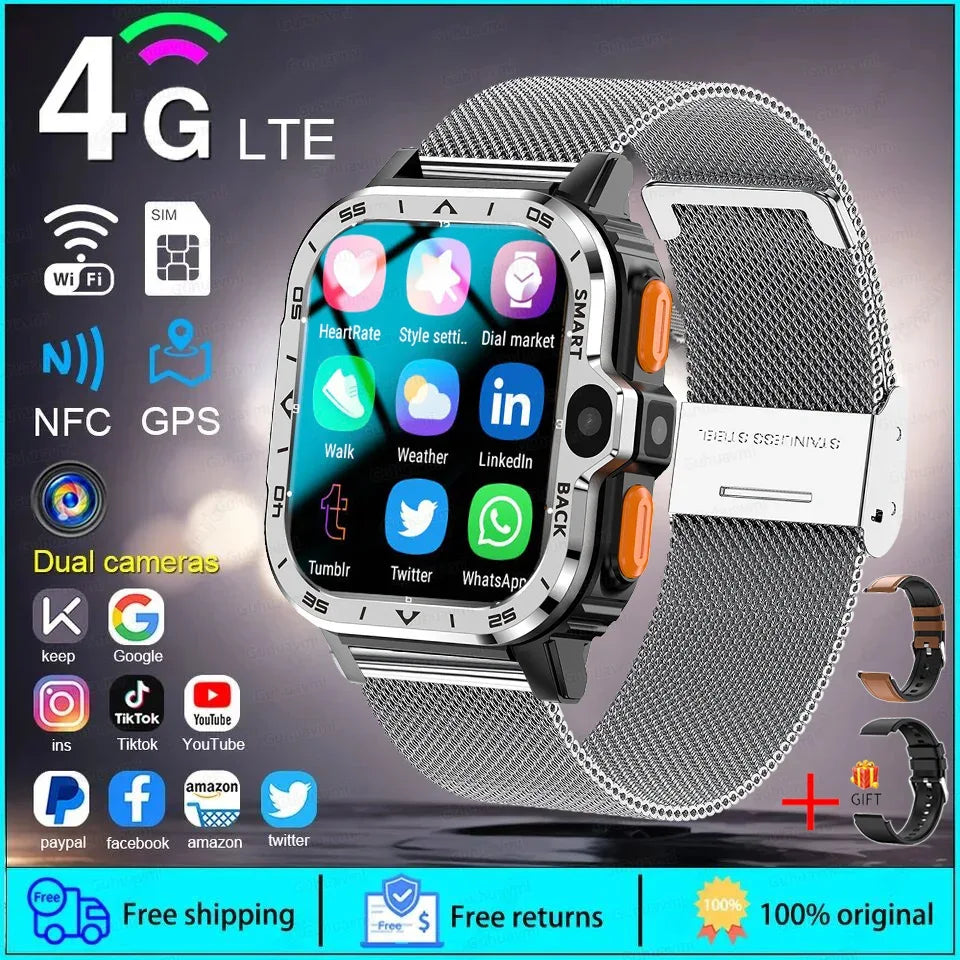 Android WhatsApp Smart 5G Video Voice SOS Call Camera Watch GPS WIFI Trace Locate SIM Card Phone Smartwatch Google Play 8GB+64GB - Wear444