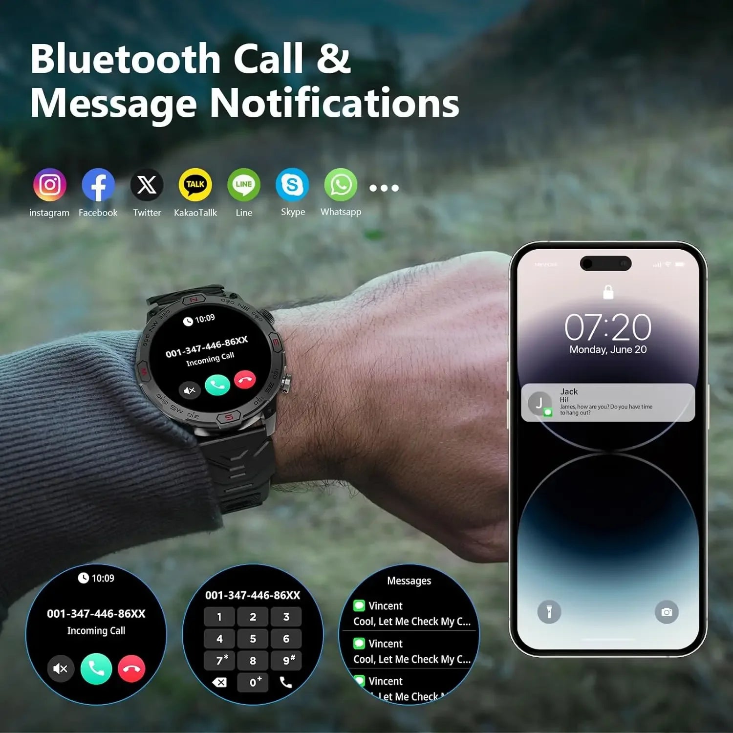 2025New Smart Watch AMOLED Screen GPS Sport Fitness Waterproof LED Lights Compass HD Call Call Smartwatch For Android iOS man - Wear444