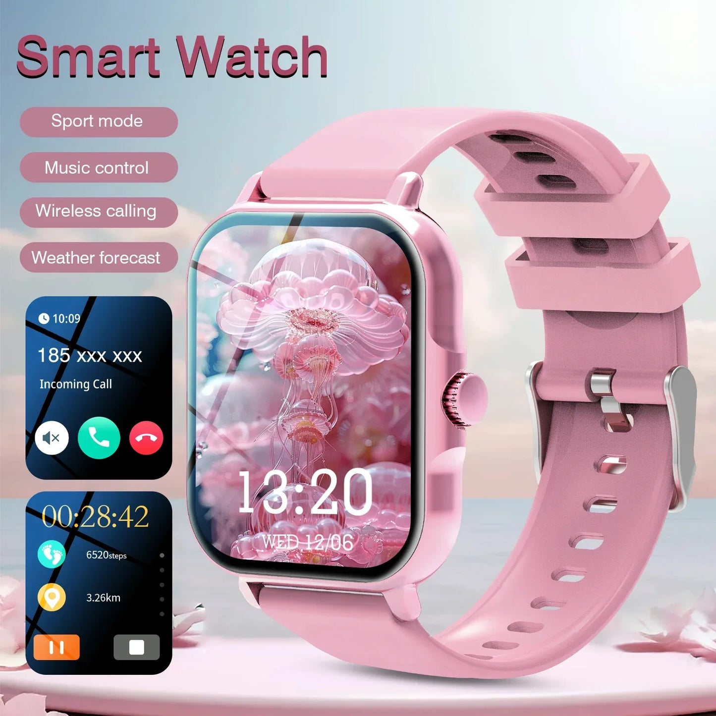 Smart watch, for men and women, wireless calling, fitness tracker, 2.01 inch screen, sports smart watch - Wear444