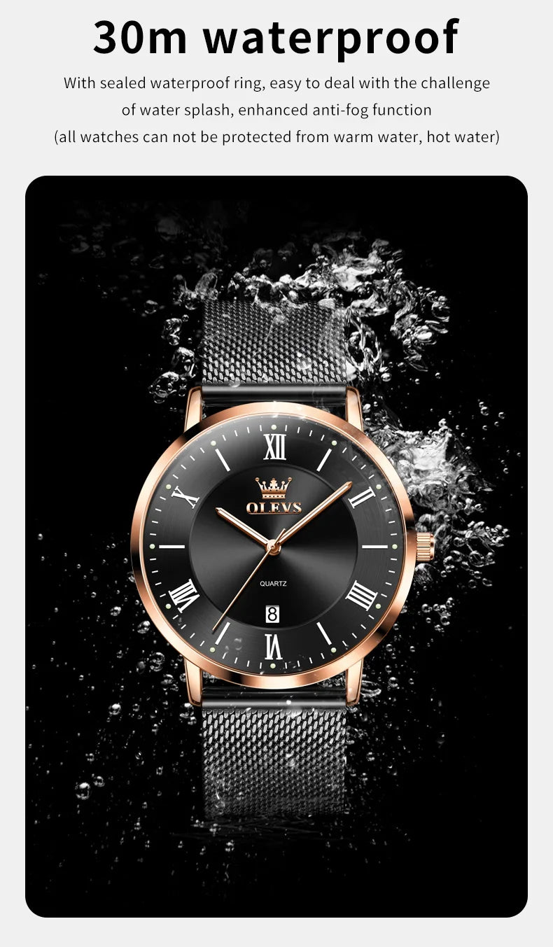 OLEVS Premium Stainless Steel Business Watch - Waterproof Quartz Timepiece