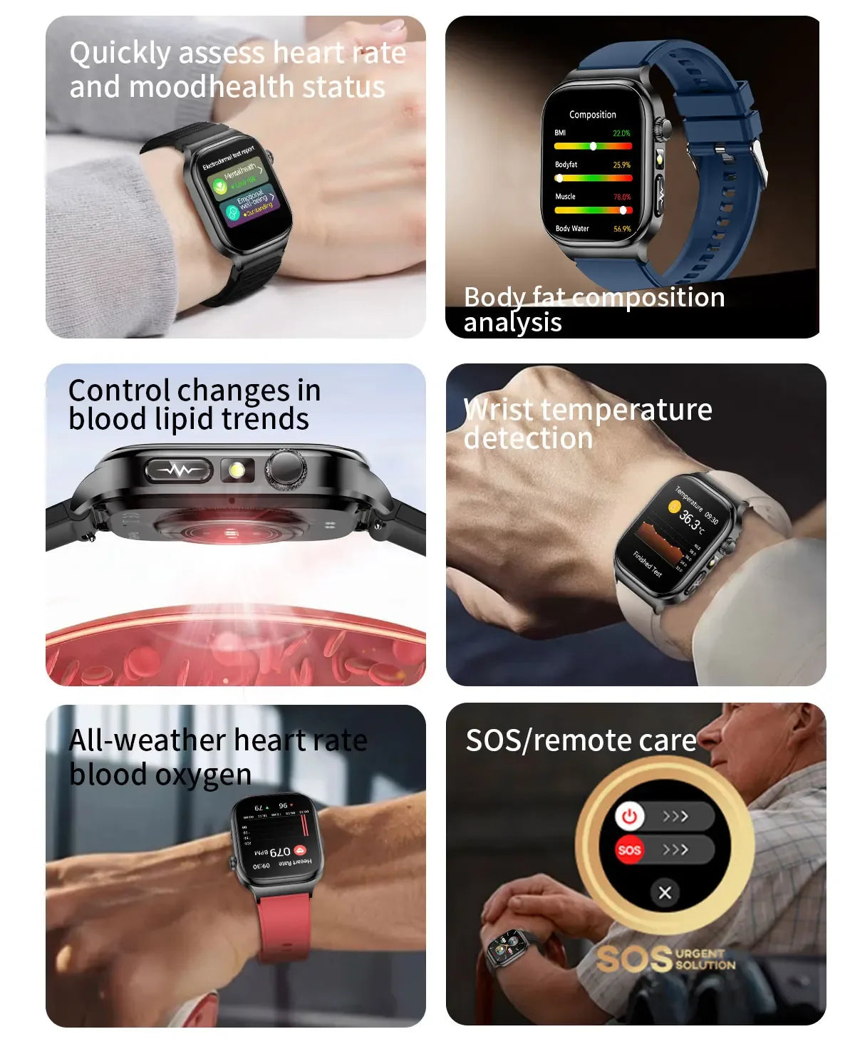 Accurate Measurement Health Smart Watch ECG+PPG Uric Acid Blood Pressure Blood Lipids BT Call Bluetooth Sport tracker Smartwatch - Wear444