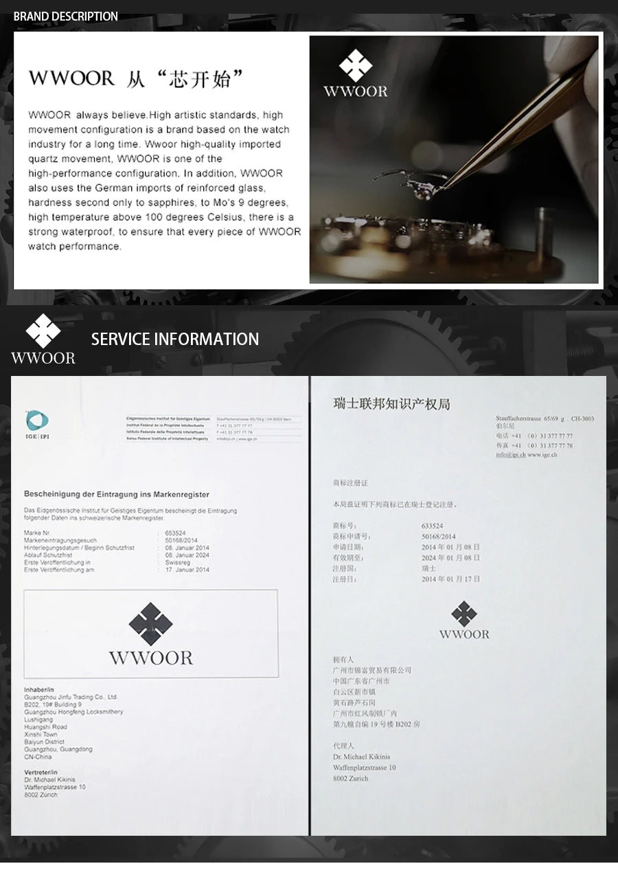 WWOOR Luxury Rectangle Watch - Ultra-Thin Stainless Steel Sport Timepiece