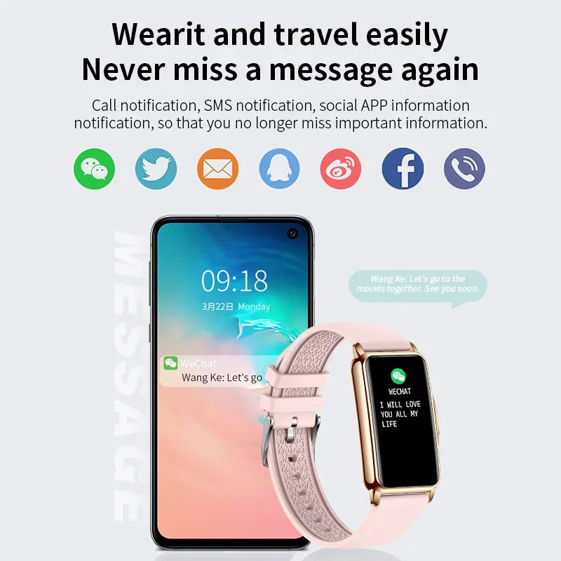 For Android IOS Smart Bracelet Women Smartwatch Men Heart Rate Blood Oxygen Waterproof Sport Smart Band Watch For Ladies +Gift - Wear444