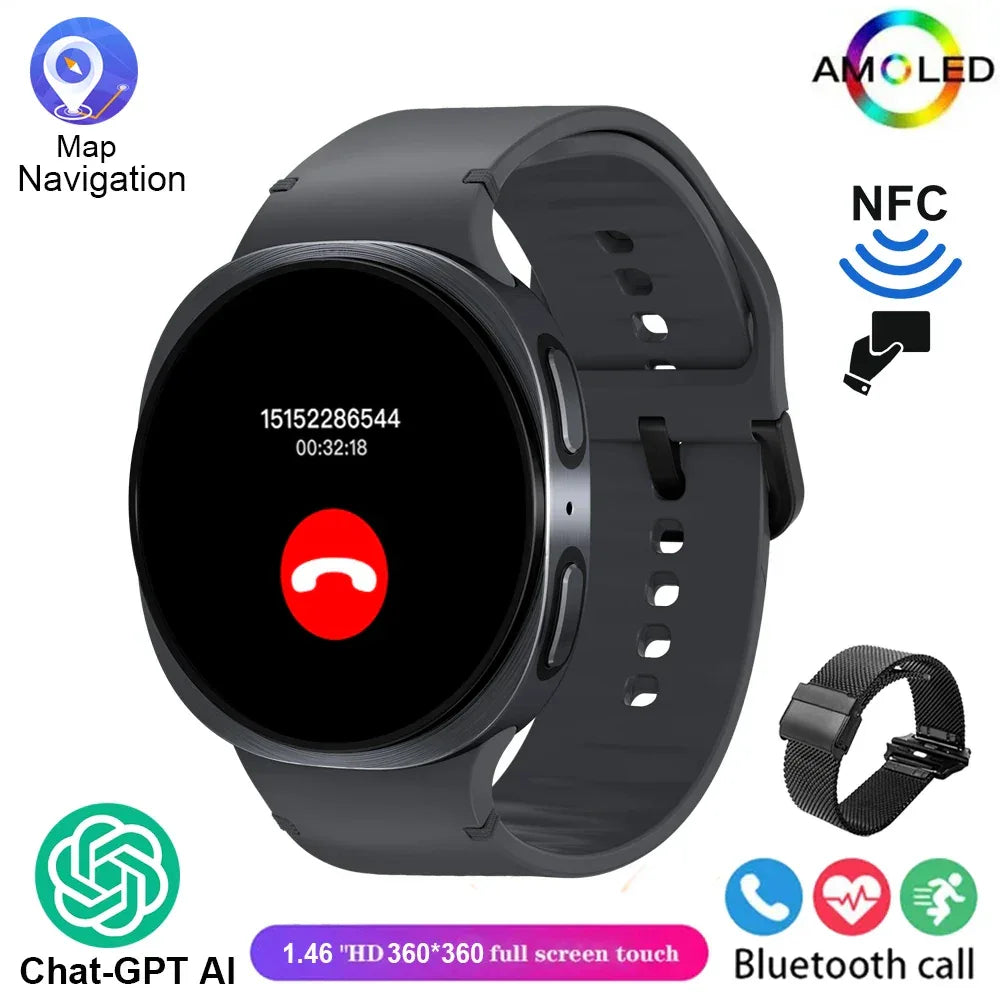 2025 New Smart Watch 8 Classic 46mm Ultra HD Screen ChatGPT GPS NFC Compass Clock Bluetooth Call Waterproof Smartwatch Men Women - Wear444