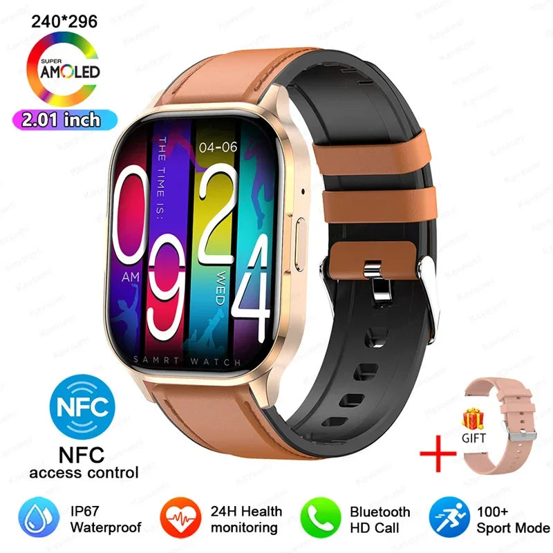 2025 NFC Smartwatch AMOLED Screen Always show Time Bluetooth Call Series 9 Clock Custom Dial Men Sport Health Women Smart Watch - Wear444