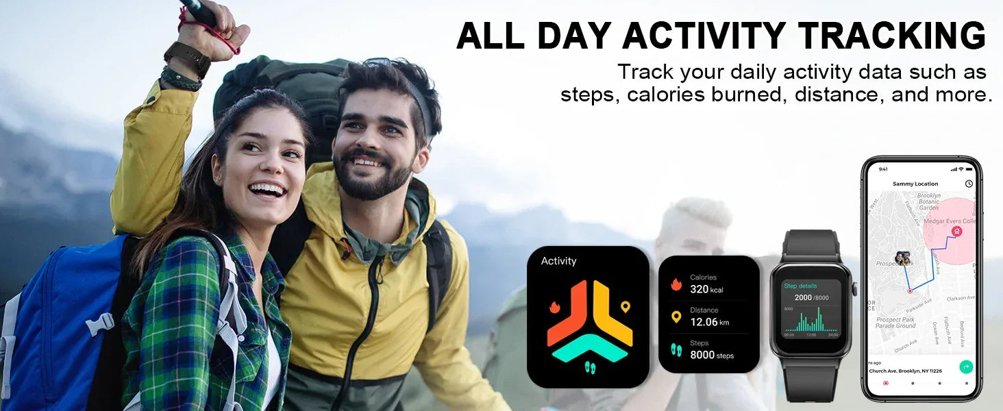 Smart Watch, 1.85" Smartwatch (Answer/Make Call), IP68 Waterproof Fitness Tracker, 100+ Sport Modes, Heart Rate and Sleep Monito - Wear444