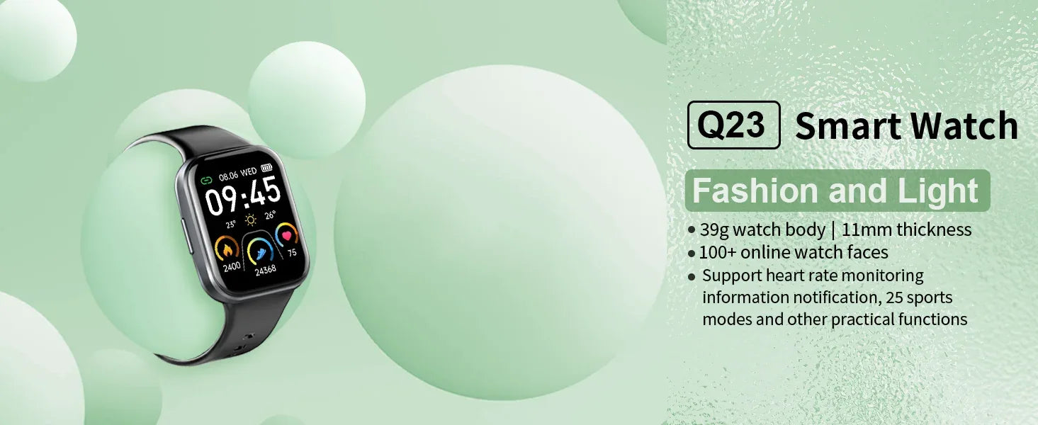 Q23 Smart Watch, Fitness Tracker Watch, 1.69'' Touch Smartwatch Fitness Watch with Pedometer/Sleep Monitor. - Wear444