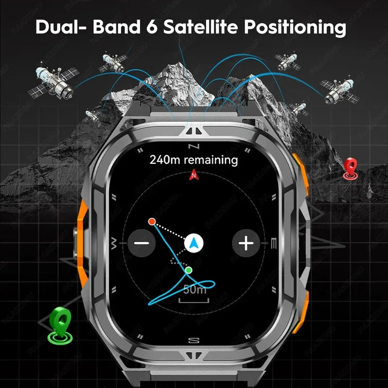 2025 New GPS Smart Watch Men 1.96-inch HD AMOLED Screen Compass Bluetooth Call 5ATM Waterproof Sport Smart Watch for Android iOS - Wear444