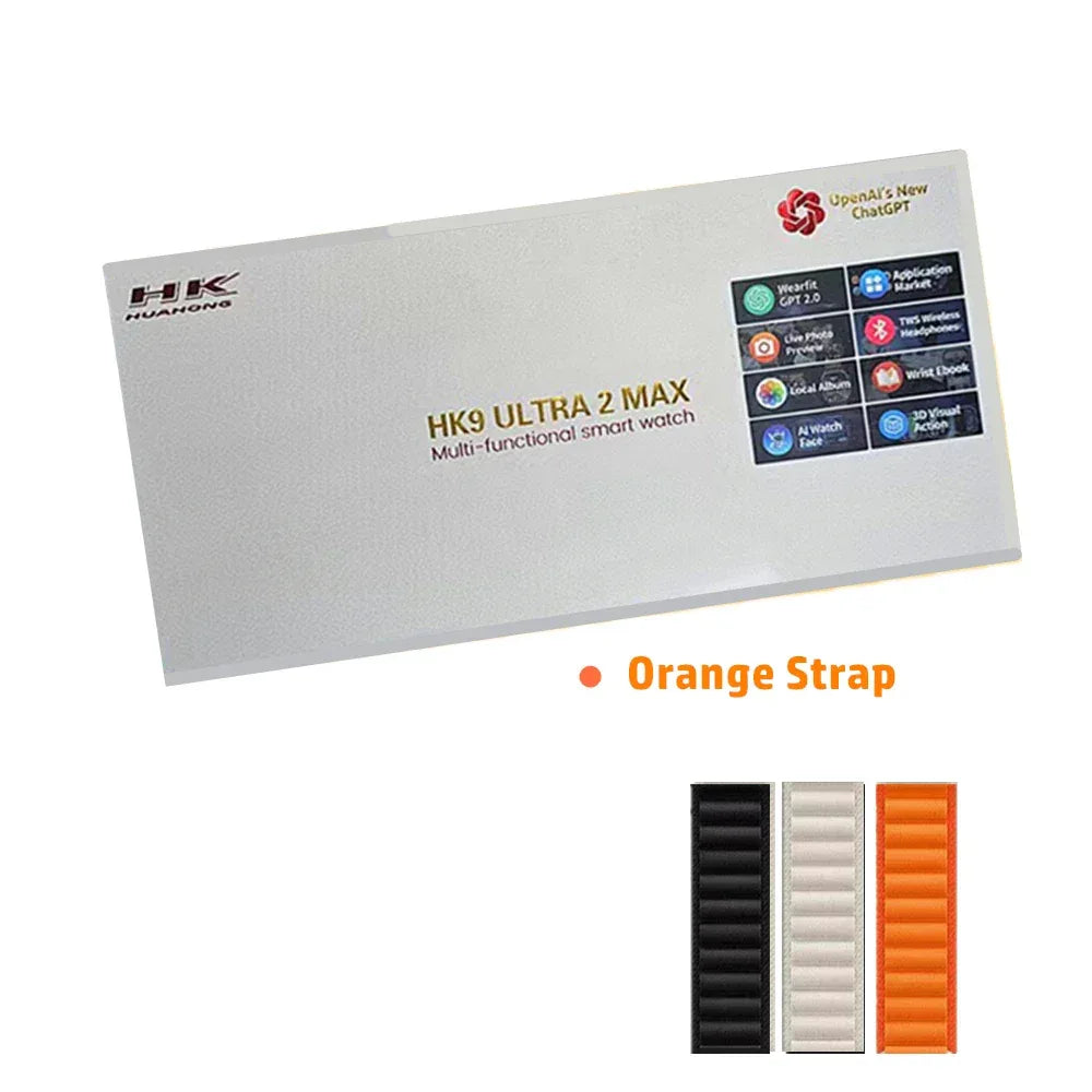 HK9 Ultra 2 MAX Gen4 AMOLED Screen Smart Watch 2GB ROM ChatGPT Local Music Album E-Book Connect TWS For IOS Android Smartwatch - Wear444