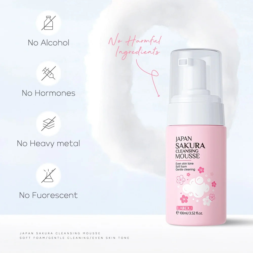 Japan Sakura Cleansing Mousse 100ml Deep Clean Moisturizing Foam Face Wash For All Skin Types Whitening  Beauty Bubble Skincare