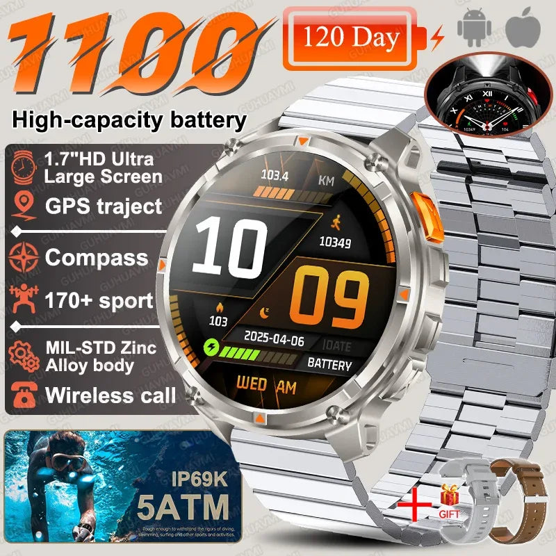 2026 New T-Rex3 Ultra 1100mAh Battery Smart Watch GPS Track Compass IP69K Waterproof Sports tracker Outdoors Military Smartwatch - Wear444