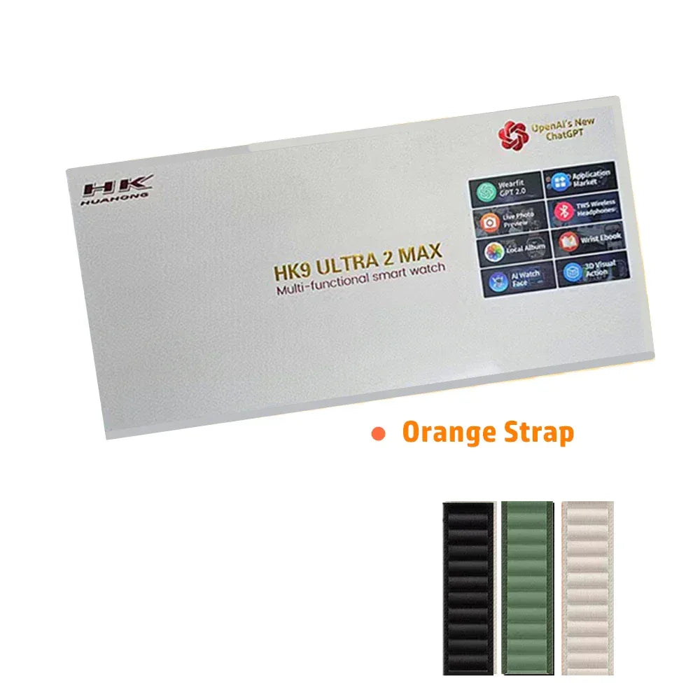 HK9 Ultra 2 MAX Gen4 AMOLED Screen Smart Watch 2GB ROM ChatGPT Local Music Album E-Book Connect TWS For IOS Android Smartwatch - Wear444