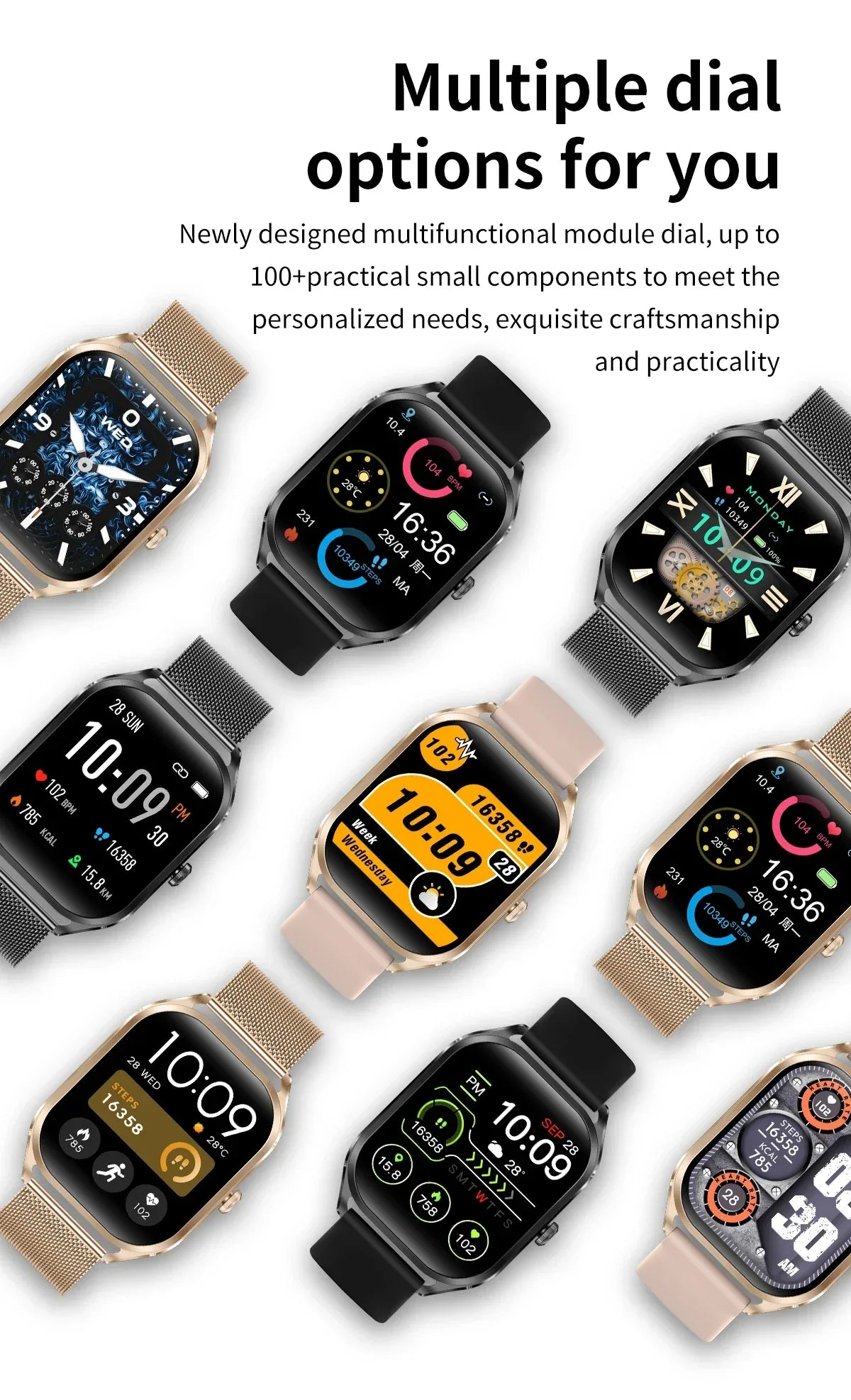 2026 Fashion Smart Watch Women 2.01” HD Screen Custom Watch Face Women’s Health Monitor Watch Bluetooth Call Sports Smartwatche - Wear444