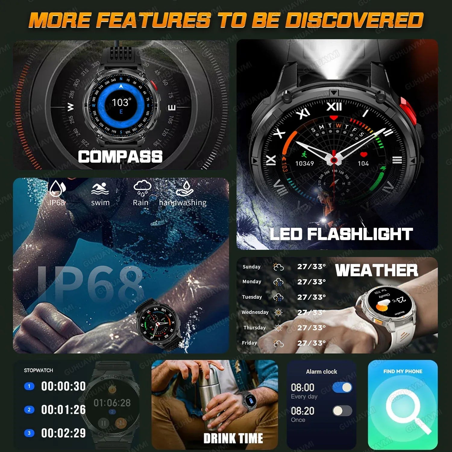 2026 New T-REX3 1100mAh Battery Smart Watch Men 10ATM Waterproof GPS Bluetooth Call 1.7" AMOLED HD Sports Flashlight Smart Watch - Wear444