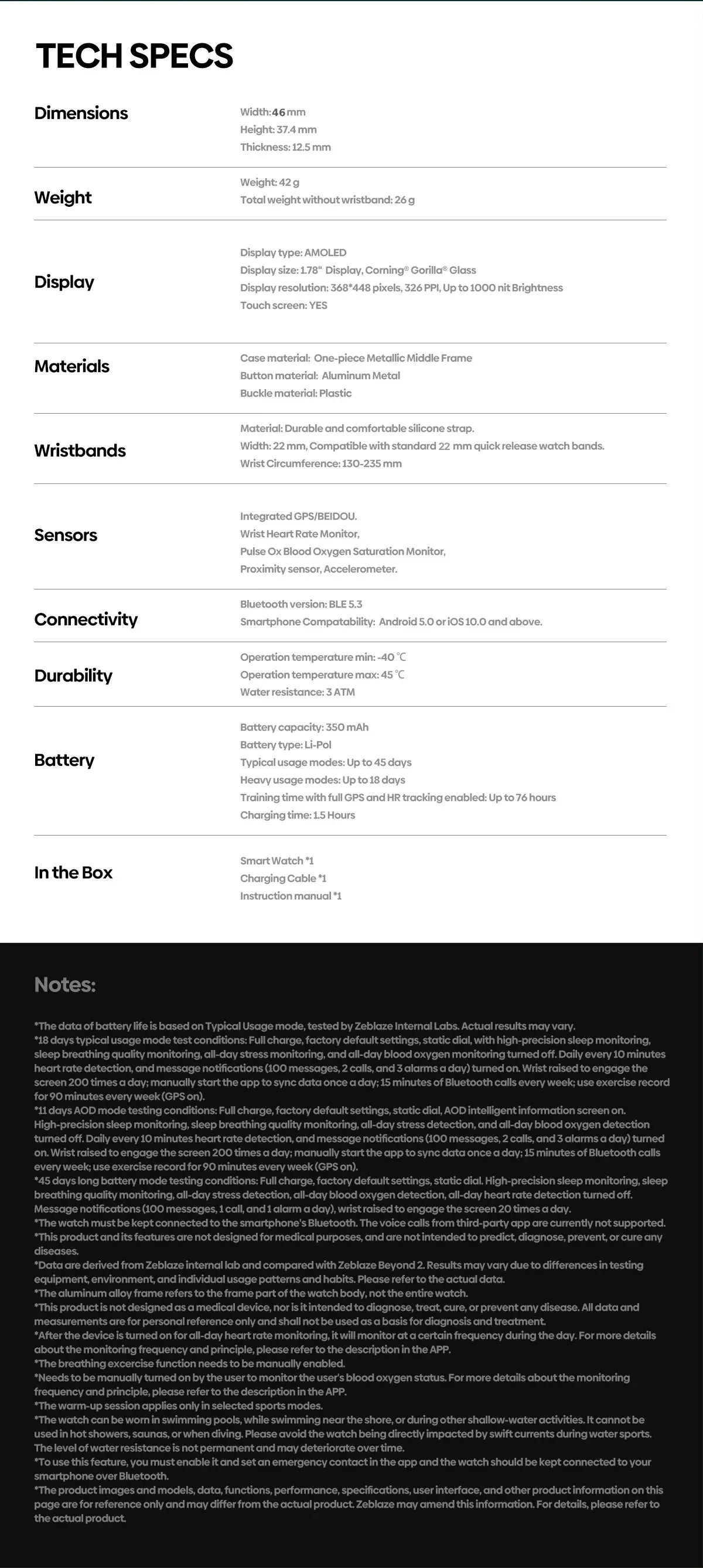 New Zeblaze Beyond 3 Plus GPS Smart Watch 1.78'' AMOLED Display Built-in Amazon Alexa Make/Receive Phone Calls 3ATM Smartwatch - Wear444