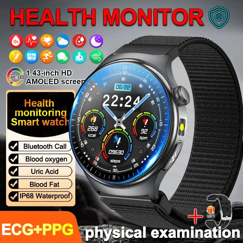 2026New Smart Watch Men Sport ECG Heart Rate Blood Pressure Health Diagnosis Uric acid Waterproof Smartwatches For Men women box - Wear444