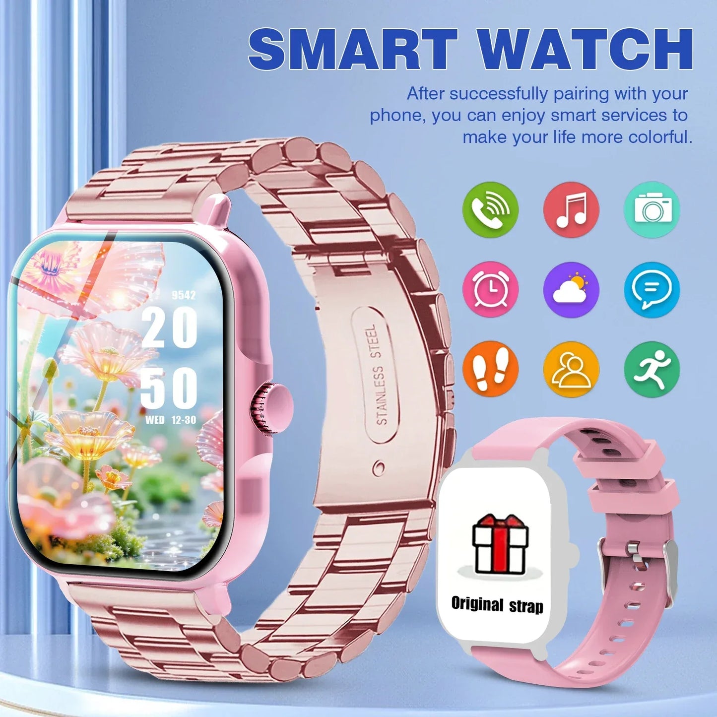 Outdoor sports smartwatch, wireless calling, information reminder, men's and women's multifunctional sports watch - Wear444