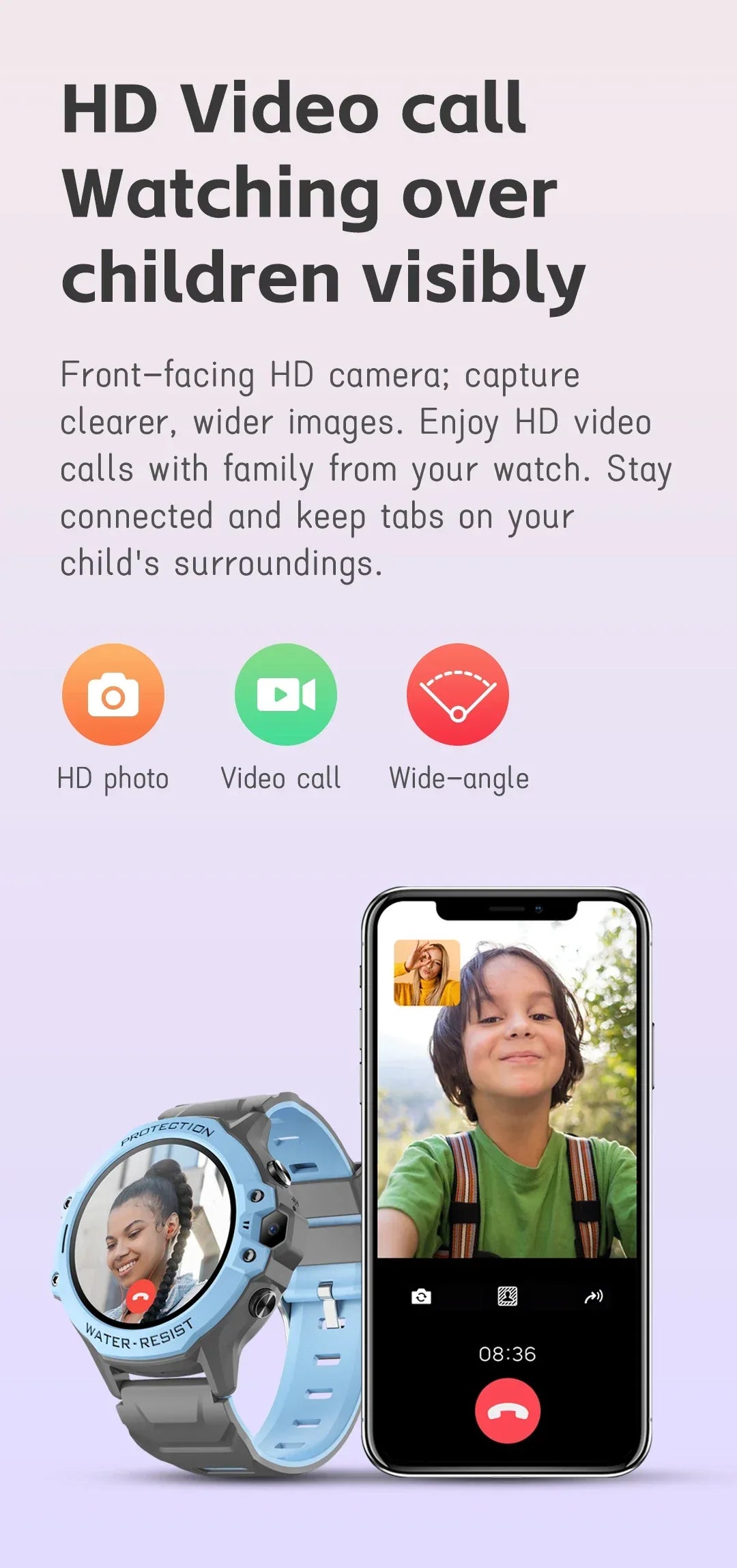 Kids 4G Smart Watch Student 1.28" Waterproof GPS WIFI LBS Location Video Call Chat Calculator Children Smartwatch 670Mah Battery - Wear444