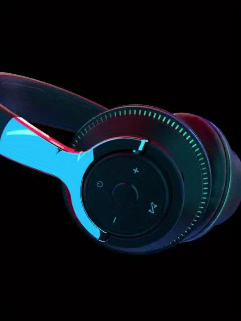 7 Color LED Lights Wireless Foldable Earphones with Microphones, Compatible with Smartphones, PC, and Tablets