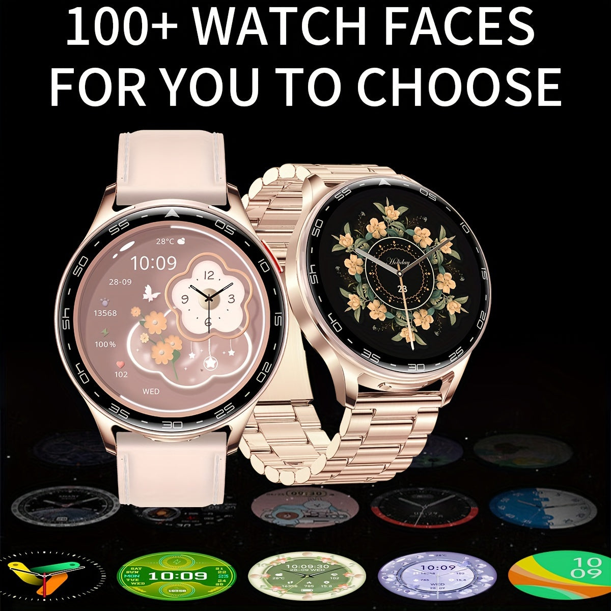 [Smart Watch] 1.39-inch Women's Multifunctional Smart Watch | With Earphones, Supports 100+ Sports Modes, Call Reminders, Calorie Pedometer, Mobile Phone Reminders, Music Playback, Multiple Sports Modes, Fitness Watch, Sports