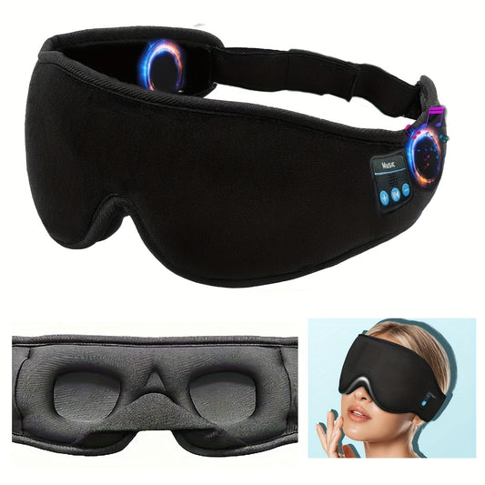 1pc 3D Wireless Sleep Mask with 5.2 BT Earphones, Best Sleeping Mask, Type-C Charging Cable Inside, Wireless Music Eye Mask for Men & Women, Sleep Mask Wireless, Sleep Eye Mask, Travel Sleep Aid, Portable Sleep Solution, Soft