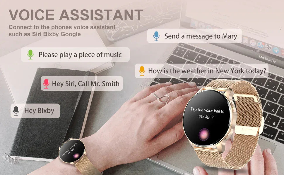 Smart Watch for Women (Answer/Make Call), Fitness Tracker for Android and iOS Phones Waterproof Smartwatch with 1.32" HD Full - Wear444