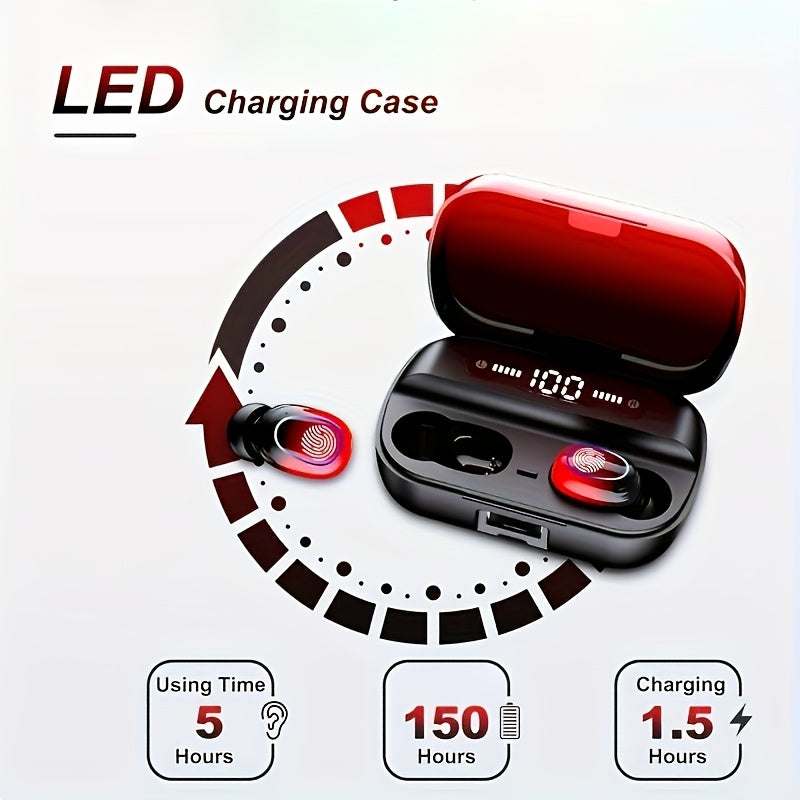 Mosyxe Wireless Stereo Earphones with Touch Control, Dual Microphones, and Type-C Charging - Ideal for Sports, Gaming, and Running