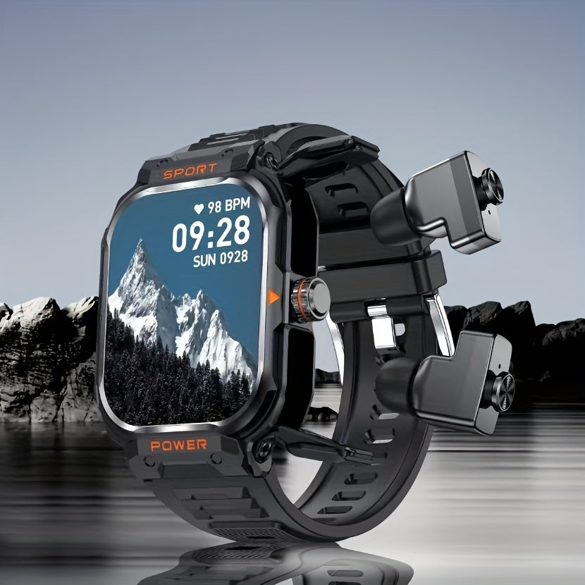 TWS Sports Smartwatch Watch And Earphones In One, Supports Custom Dials, NFC Unlocking, Local Music Storage, Health Monitoring, Message Notifications, Sleep Tracking