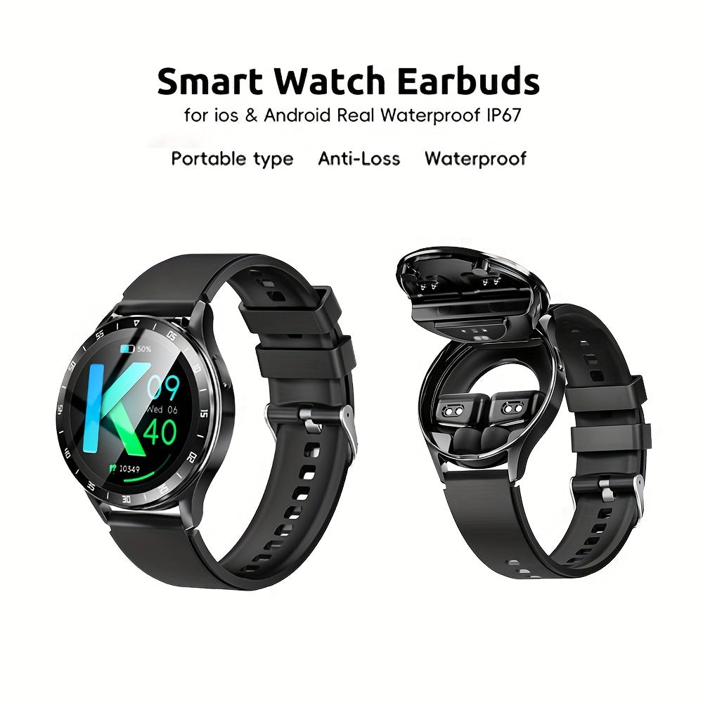 Newest Smart Watch With Earbuds, TWS Earphones Music Or Wireless Call, 1.39" HD Display, Multi Sports Modes, Rich Dials, Weather Forecast, Sports Pedometer Watch, For Android IOS