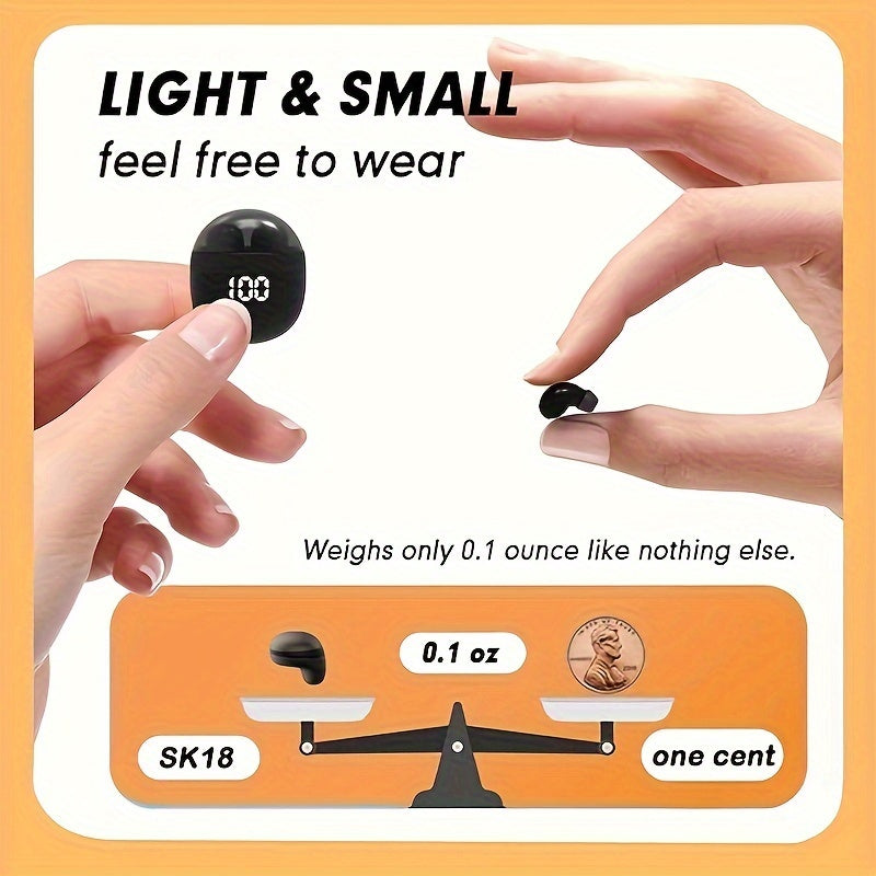 Smallest Mini Invisible Earbuds - Wireless Low Profile Micro Earphones for Work, Sleep - Discreet Hidden Earbuds for Small Ear Canals