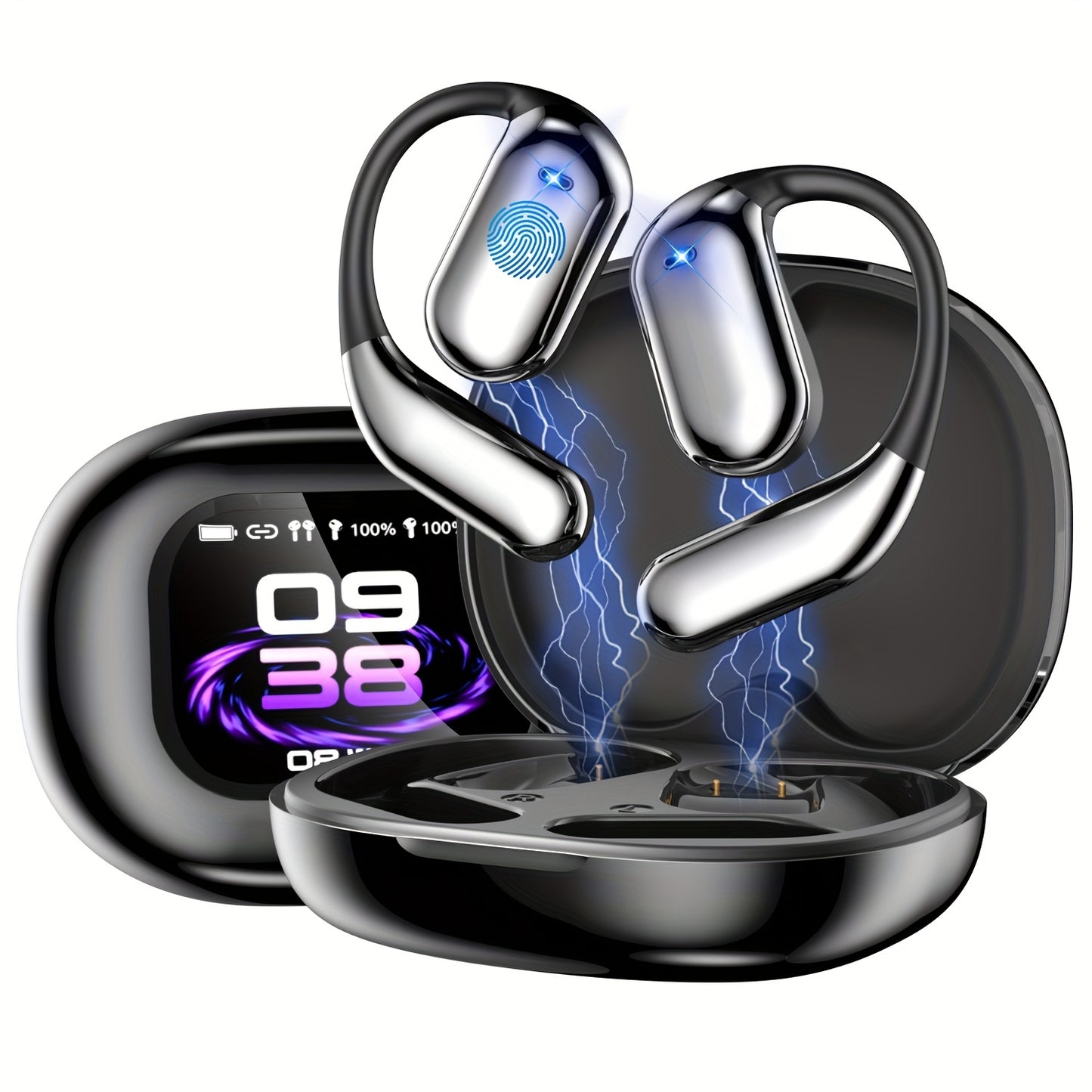 Wireless Earbuds Wireless 5.4, Touch Screen Earbuds, Wireless Earbuds, ENC Noise Cancelling In-Ear Earbuds With Wireless Charging Case LCD Display Deep Bass Earphones