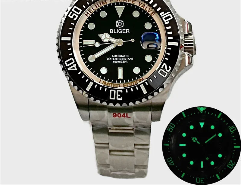 BLIGER 40mm NH34 GMT automatic watch