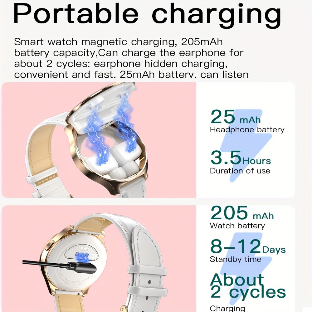 Newest Smart Watch With Earbuds (Wireless Call) For Women's Men's Best Gift, 1.27" HD Display, Multi Sports Modes, Sedentary Reminder, TWS Earphones Music, Weather Forecast, Sports Pedometer Watch For Android IOS