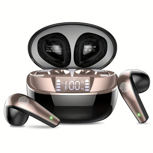 Wireless Earbuds, Wireless 5.3 Headphones HiFi Stereo, Wireless Earphones With ENC Noise Cancelling Mic, 40H, LED Display, Touch Control Ear Buds