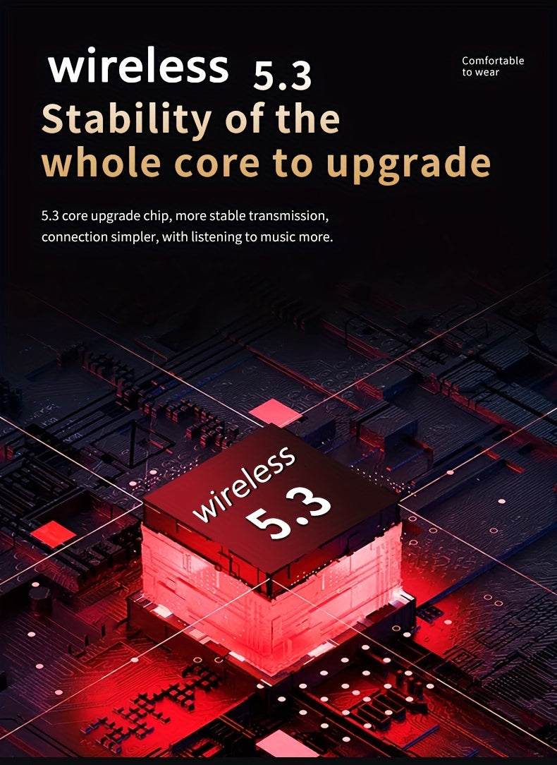 Wireless earphones with mirror digital display, hifi sound quality, high power, emergency charging function for in ear wireless earphones, high-definition voice touch operation, automatic connection to binaural call earphones