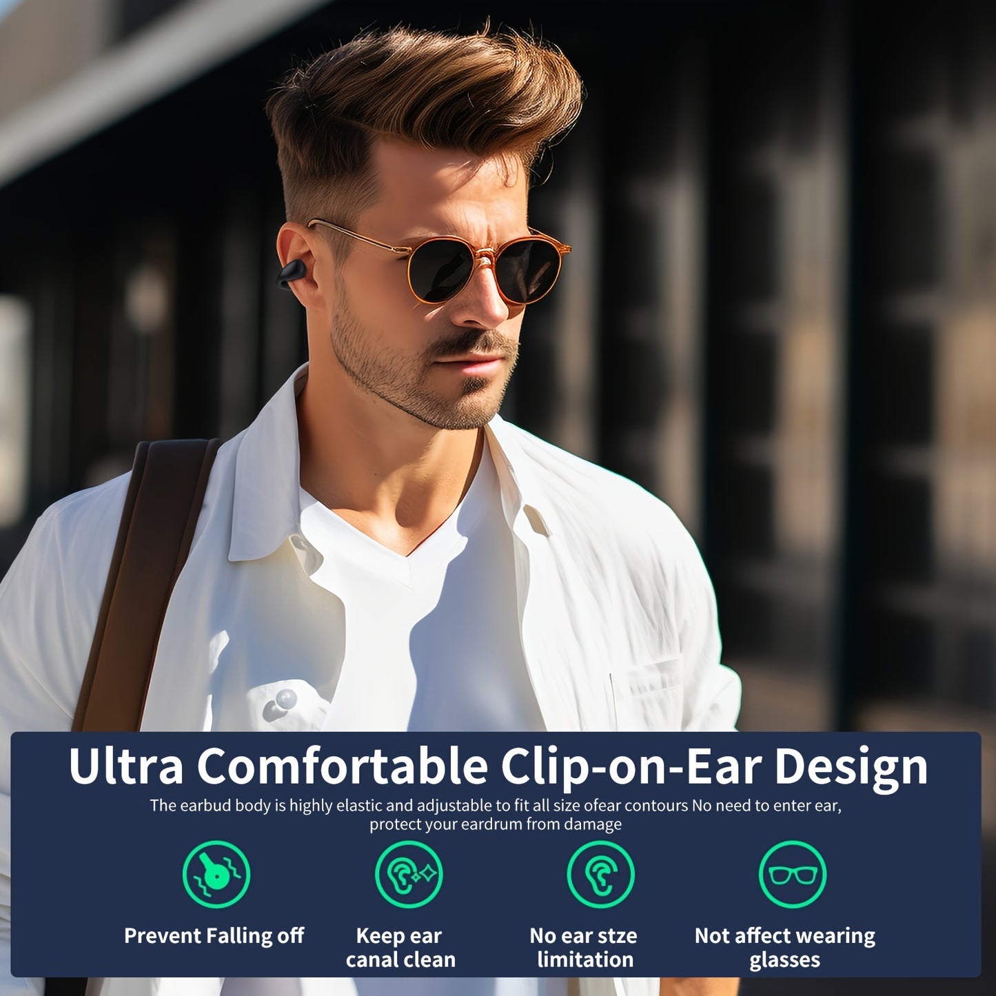 Open Ear Bone Conduction Earphones With Digital Display Charging Case, Wireless Clip On Earphones With 60 Hours Of Playback Time, Built-in Microphone Suitable For Sports Running, Fitness, Cycling Earphones