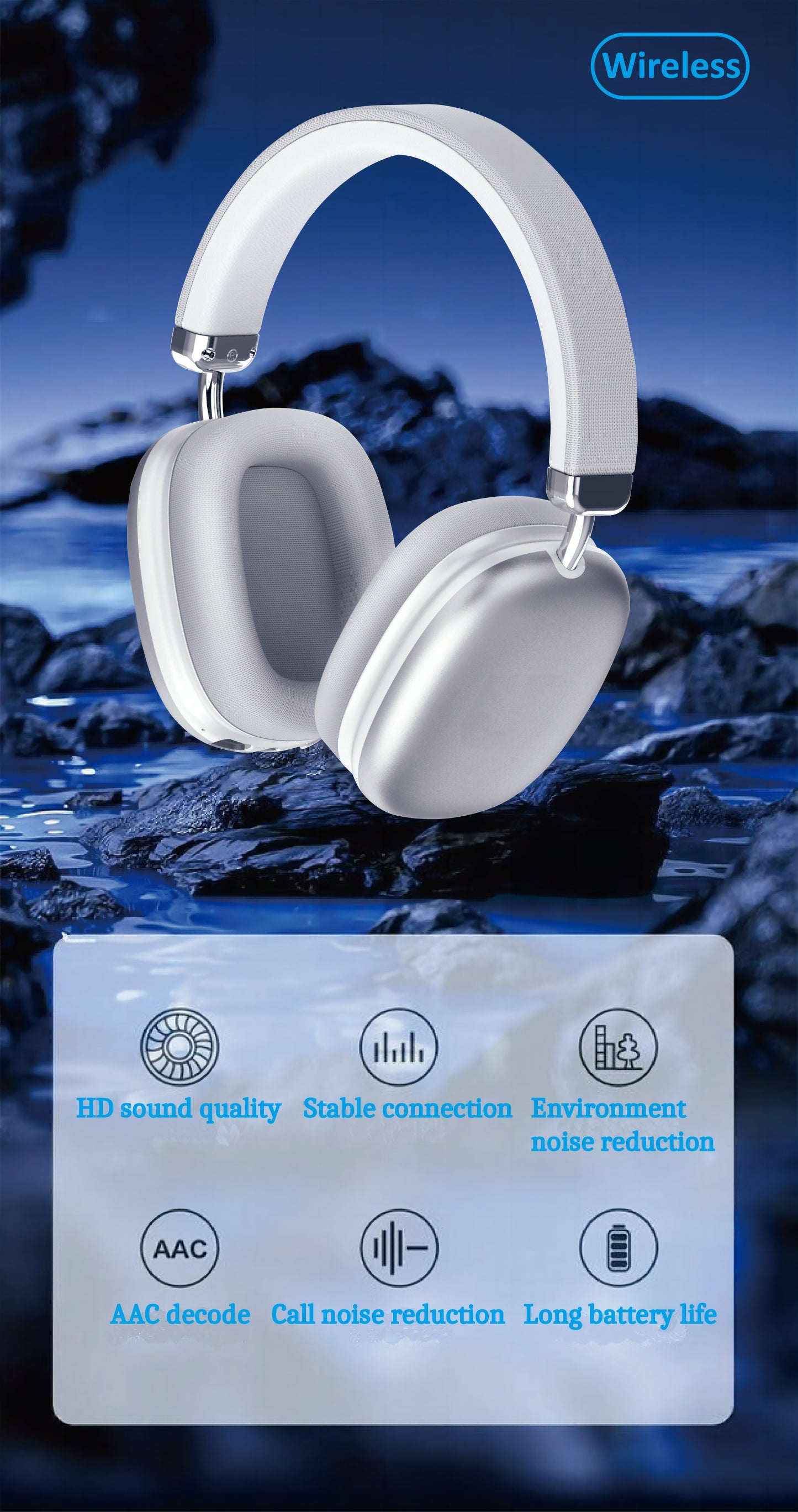 [Christmas Gift] Upgraded High-Quality Wireless Headphones, Lightweight Foldable Earphones with Built-In Microphone, Compatible with 3.5Mm Audio Cable, Travel Work Stereo Laptop Phone, Ios Wireless Gaming Headset, Christmas G