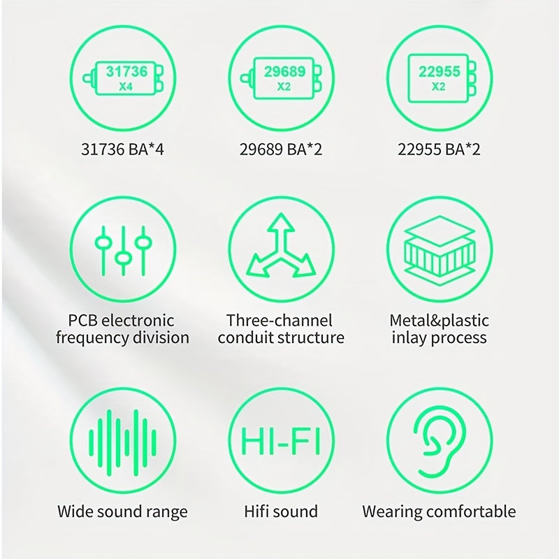 KZ AS16 Pro Earphones - 8 Armature Drivers for HIFI Clarity - Premium Noise Cancelling - Sport-Ready Earbuds for Active Lifestyles