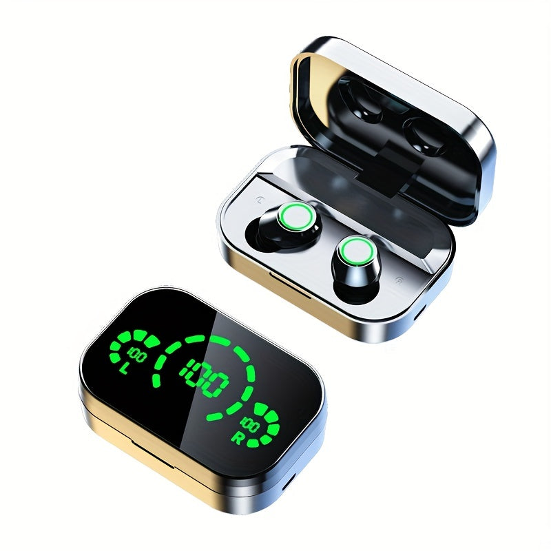 Wireless earphones with mirror digital display, hifi sound quality, high power, emergency charging function for in ear wireless earphones, high-definition voice touch operation, automatic connection to binaural call earphones