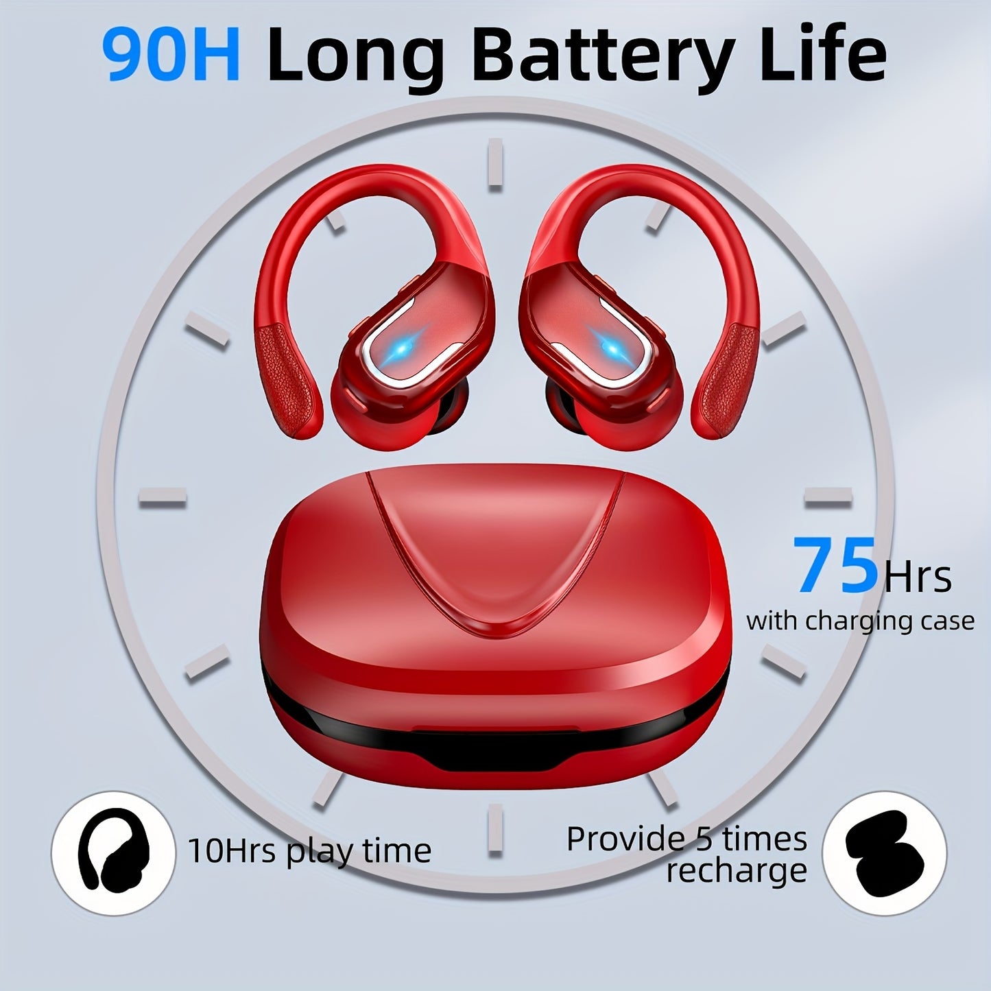 New Wireless Earbuds for Running Sports: LIFEBEE Earphones with Earhooks, Pure Bass Sound, Dual-LED Display, ENC Noise Cancelling, Built-in Microphone