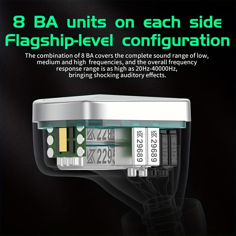 KZ AS16 Pro Earphones - 8 Armature Drivers for HIFI Clarity - Premium Noise Cancelling - Sport-Ready Earbuds for Active Lifestyles