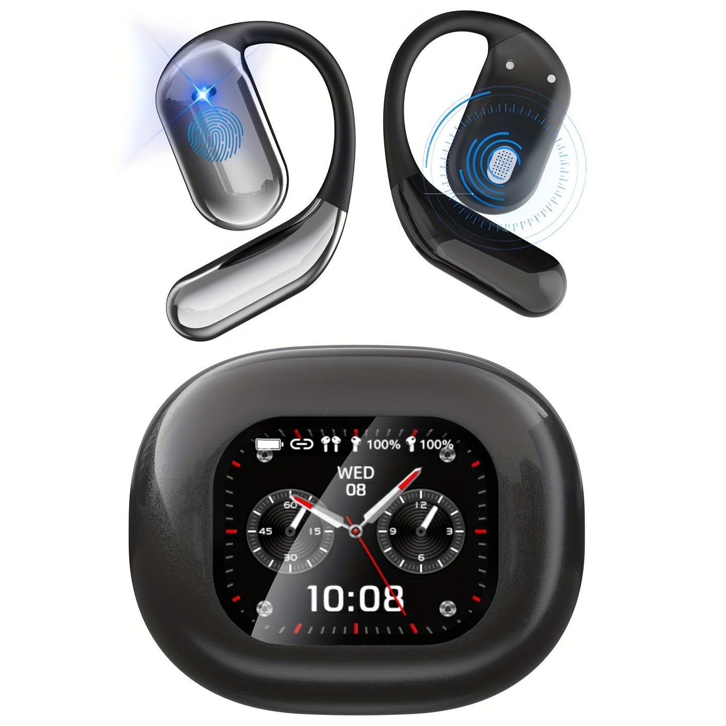 Wireless Earbuds Wireless 5.4, Touch Screen Earbuds, Wireless Earbuds, ENC Noise Cancelling In-Ear Earbuds With Wireless Charging Case LCD Display Deep Bass Earphones