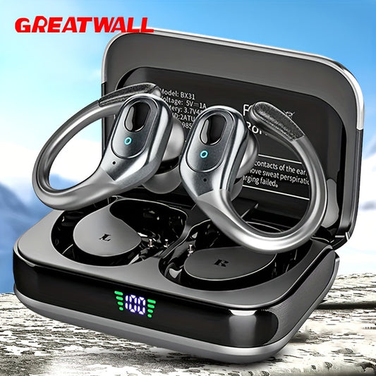 GREATWALL TWS Wireless Earphones Headset Wireless 5.3 Sports ear-hook Headset Stereo noise reduction Earbuds Battery Capacity Digital Display Low Latency And Low Power Consumption Built-in Microphone HD Call